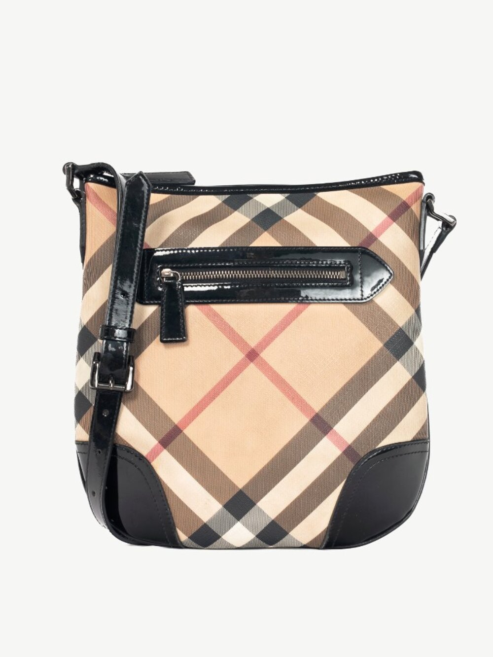 Burberry Dryden Nova Check Patent-Leather-Trim Crossbody